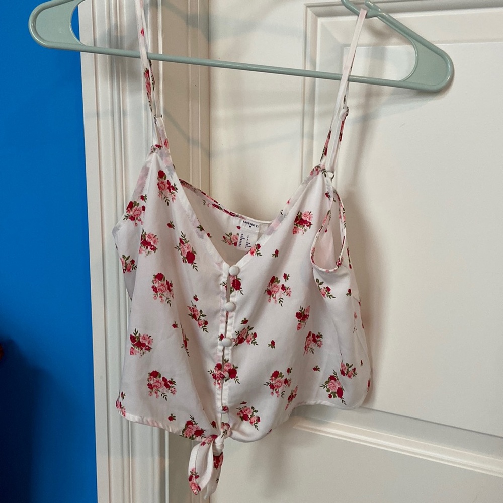 NEW Floral Silky Adjustable Cropped Tank Top